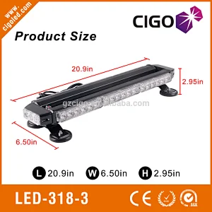 LED-318-3 red led emergency lights 12V magnetic mount light bar 42W led amber strobe light