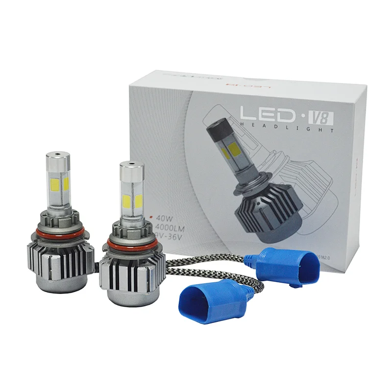 LED-V8-9004 led lights headlights 12-24V replacement headlight bulbs 40W led car headlights