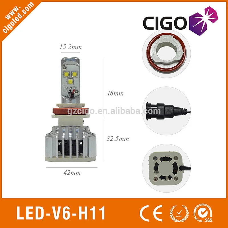 LED-V6-H11 car head lights 12-24V h11 led headlight bulbs 30W h11 led low beam bulb