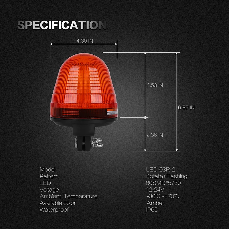 LED-03R-2 Amber LED 60-5730 rotating beacon light  For Crane