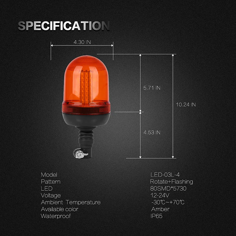 LED-03L-4  Amber LED 80-5730 led safety beacon lights  With Support  For Crane