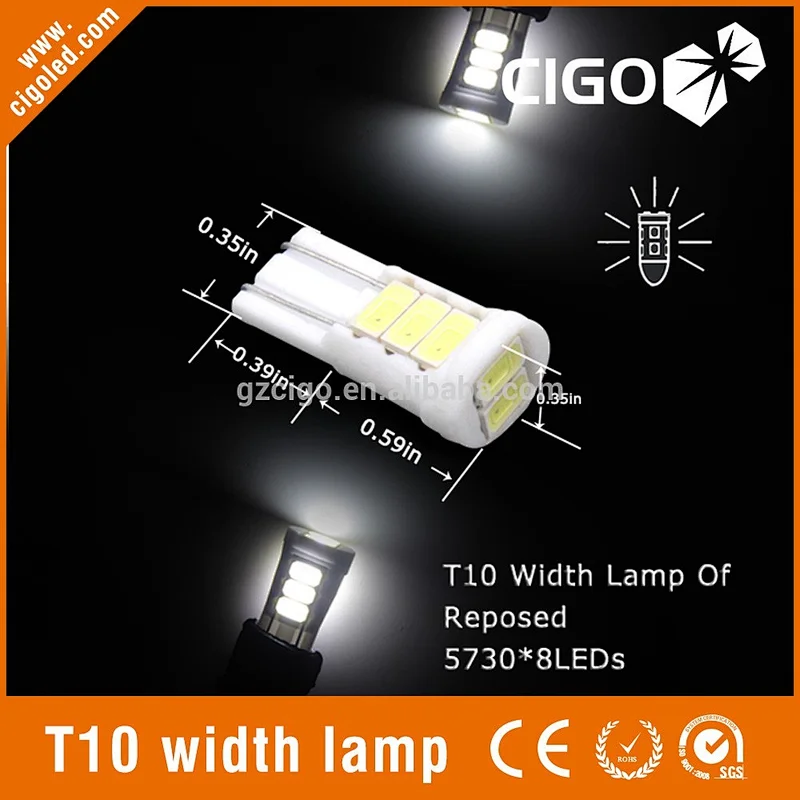 2016 High Power T10 8SMD 5730LED 5w5 canbus auto led bulb for automobile