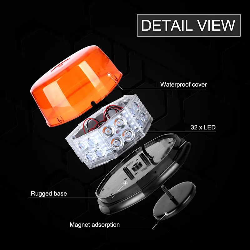 32W LED Warning Beacon Light Strobe magnetic mount LED-814A