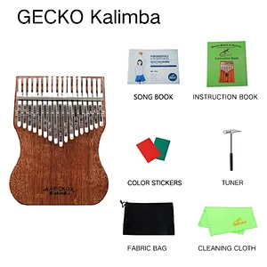 Solid Mahogany 17 Keys Thumb Piano With Accessories Kalimba Musical Instrument