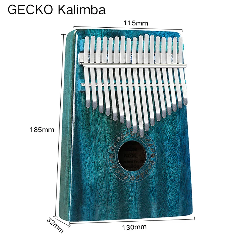 Gecko factory sells durable 17 keys mahogany kalimba thumb piano