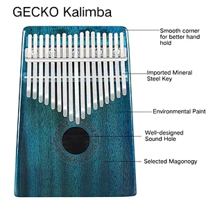 Gecko factory sells durable 17 keys mahogany kalimba thumb piano