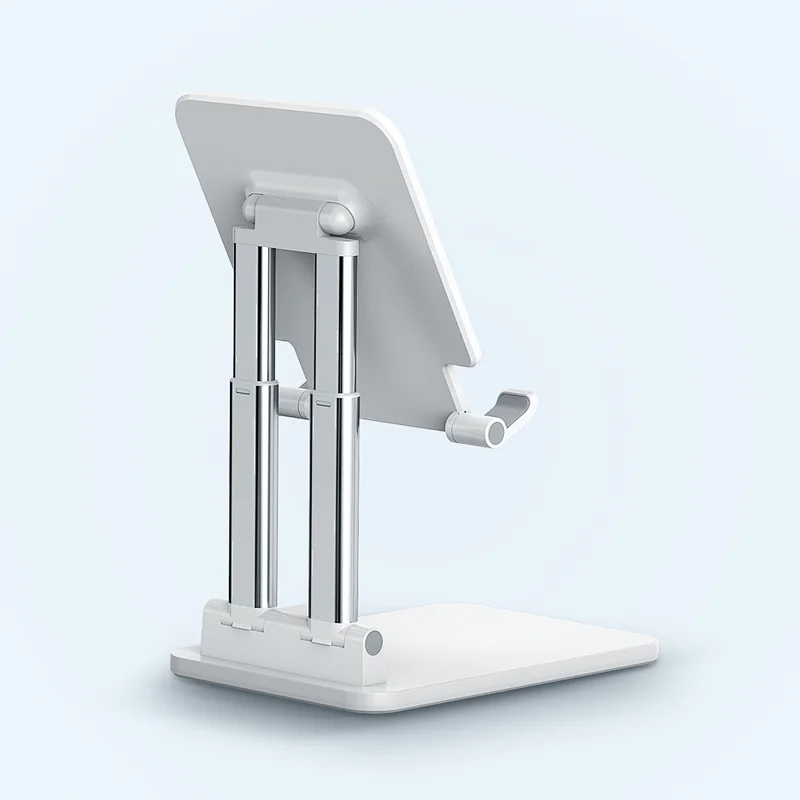 Portable double-tube height adjustable tablet stand