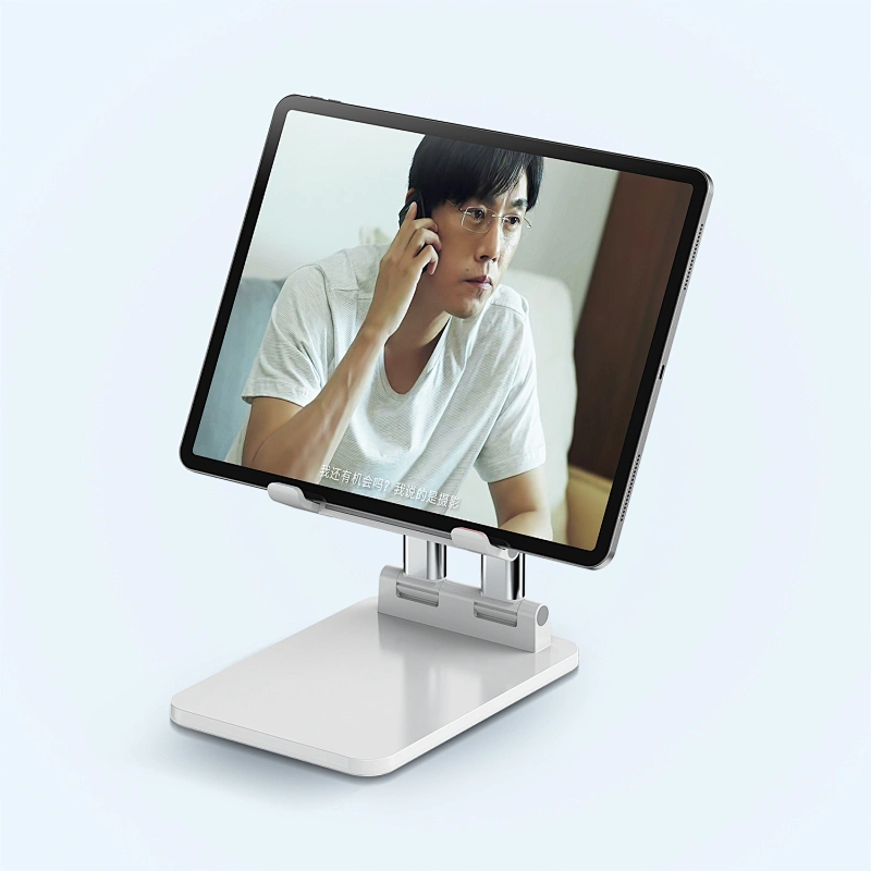 Portable double-tube height adjustable tablet stand