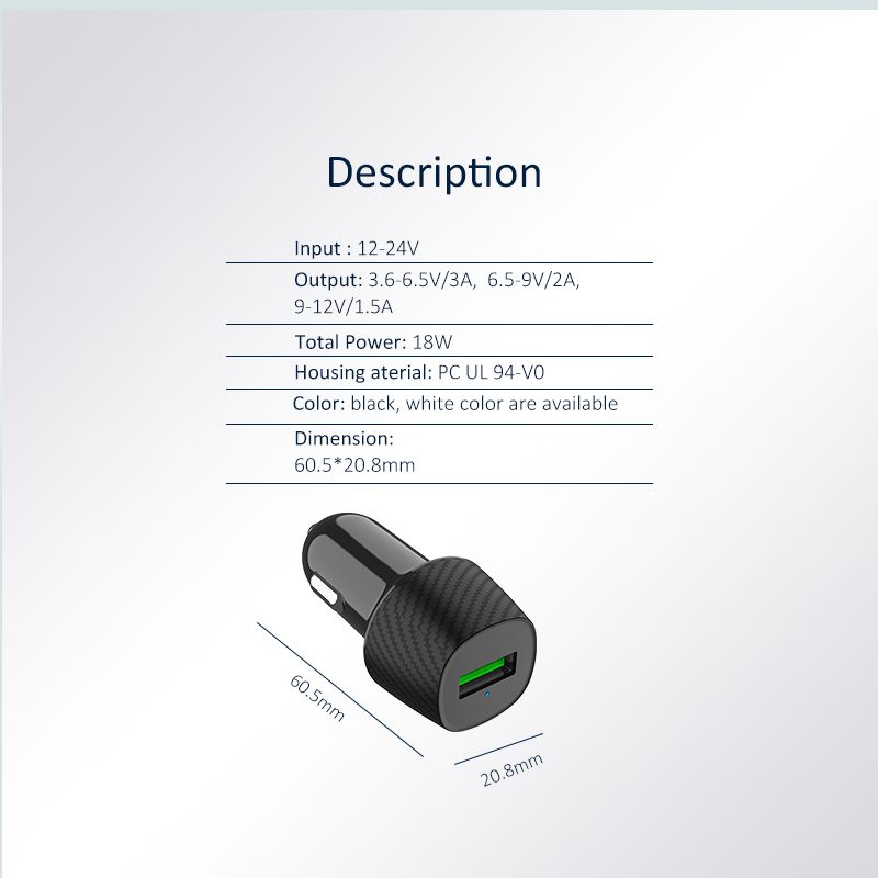 Single QC3.0 Car Charger