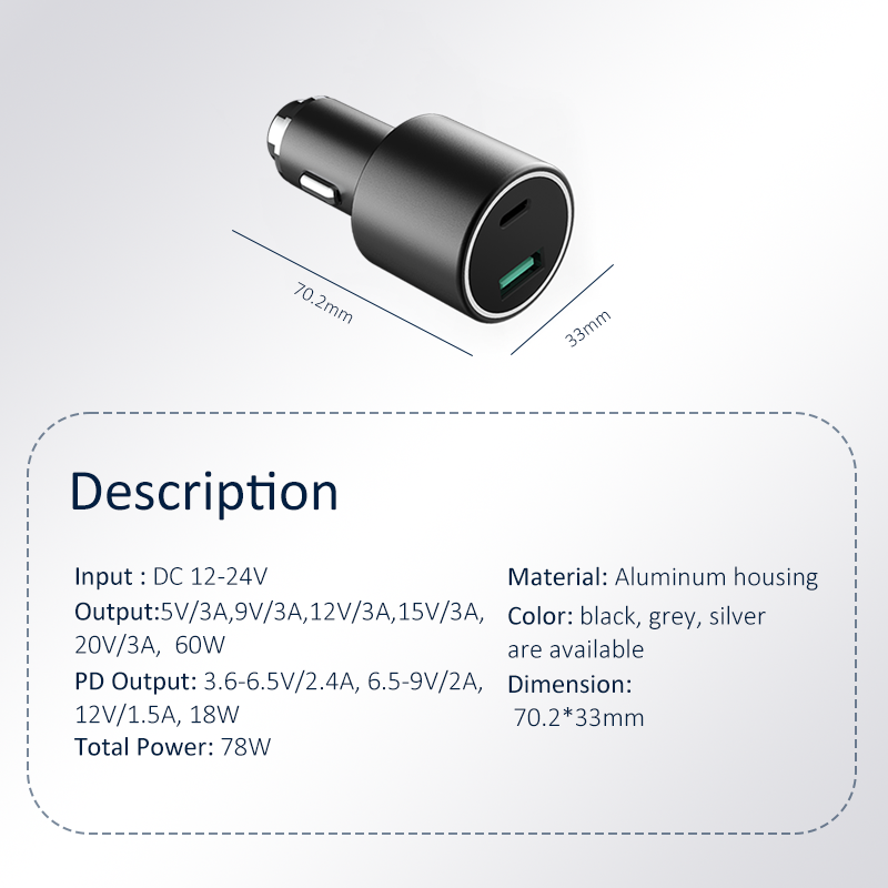 PD60W+QC18W Car Charger