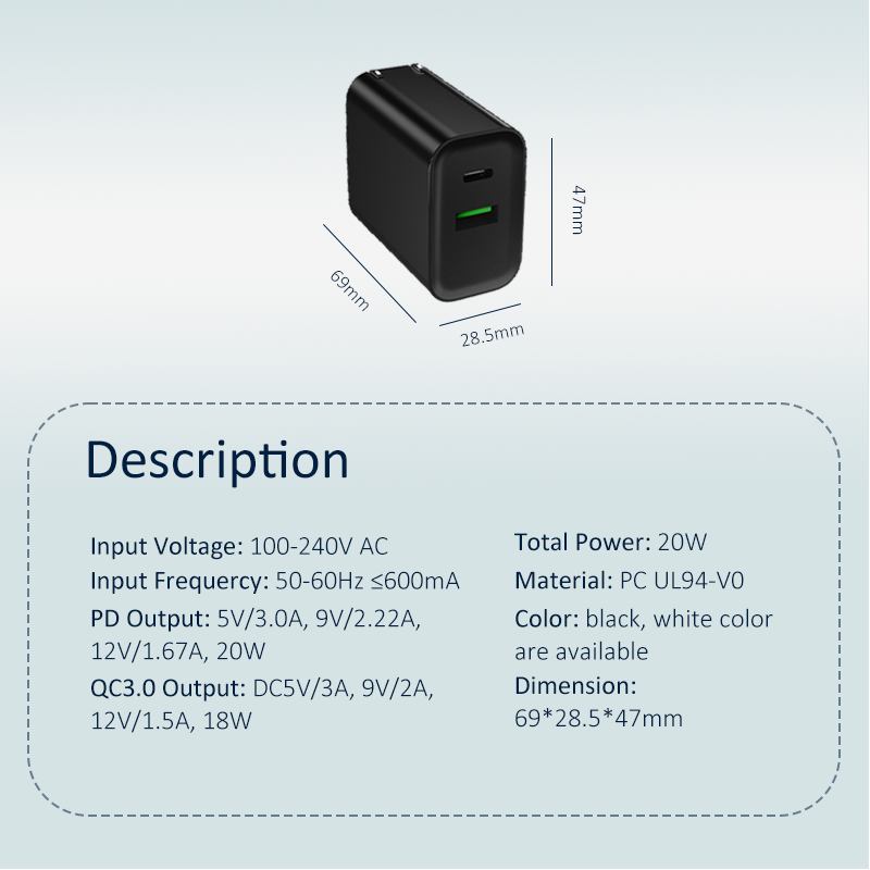 PD20W+QC18W Travel Charger
