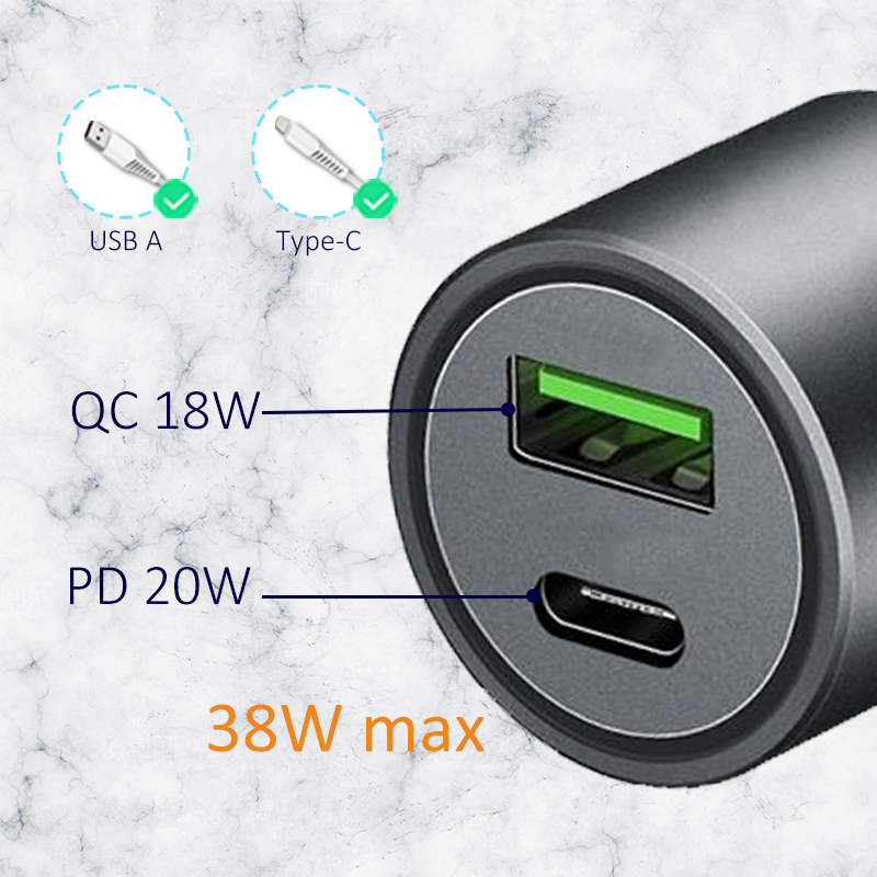 PD20W+QC18W Car charger