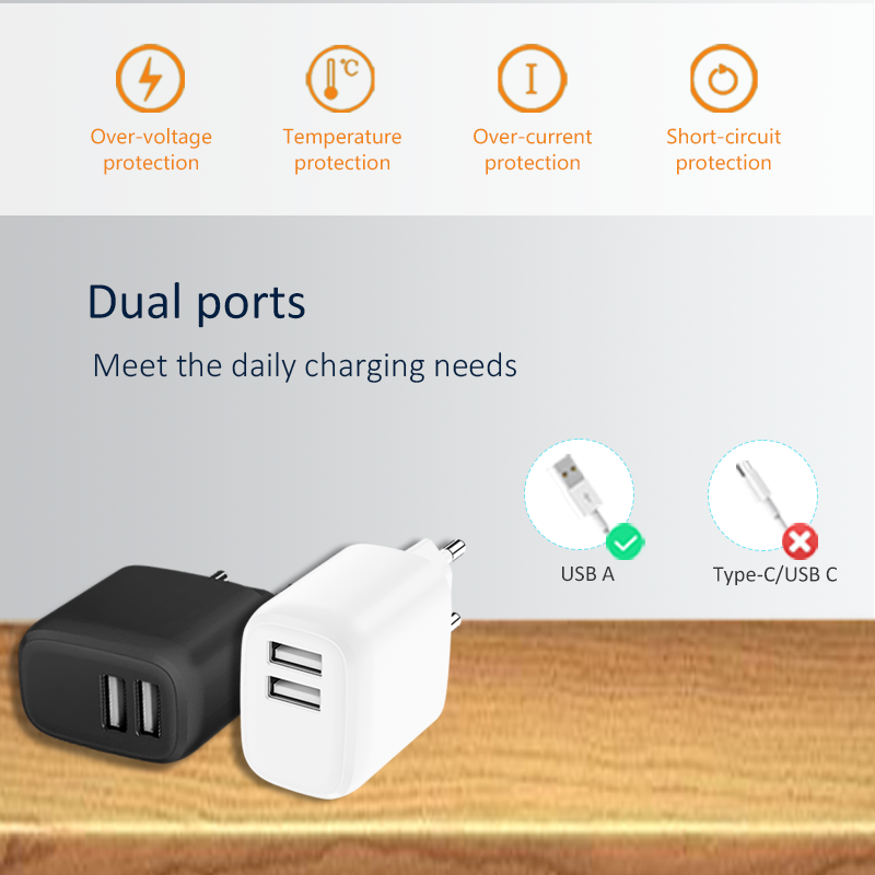 Dual USB A Travel Charger