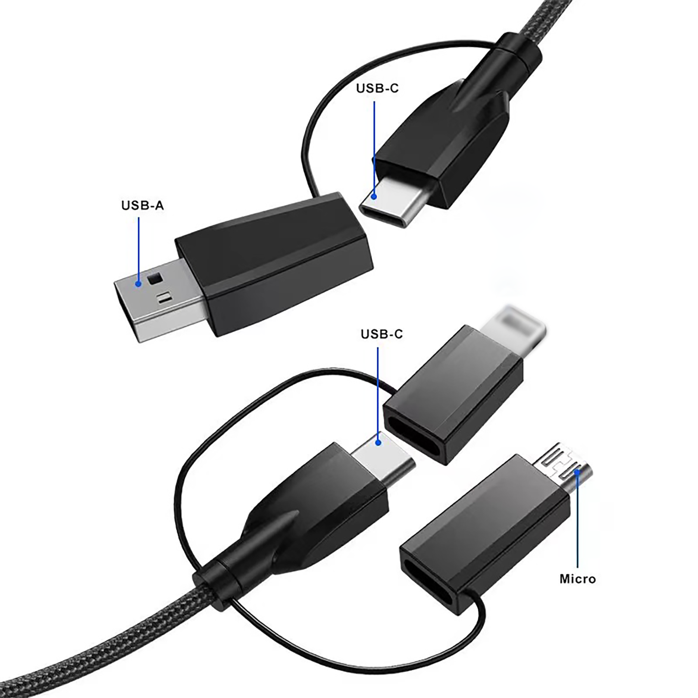 6 in 1 USB data cable