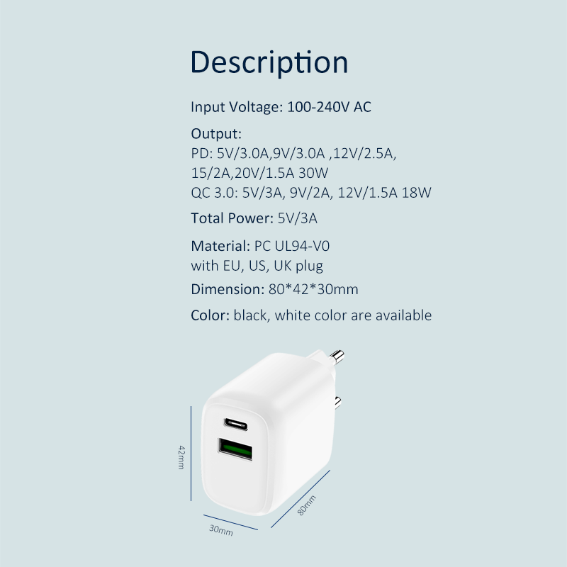 PD30W+QC18W Travel charger