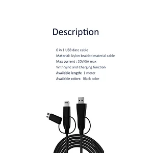 6 in 1 USB data cable