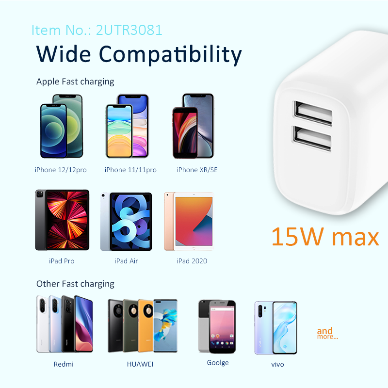 Dual USB A Travel Charger