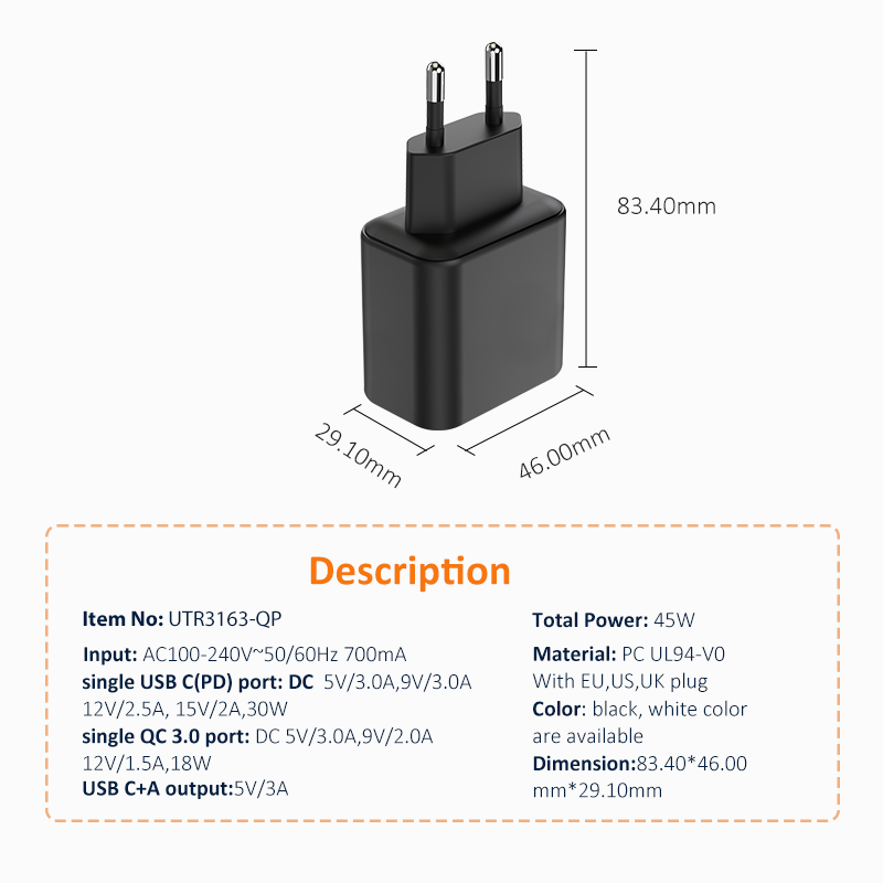 PD 30W+QC 18W Travel charger