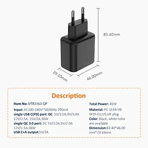 PD 30W+QC 18W Travel charger