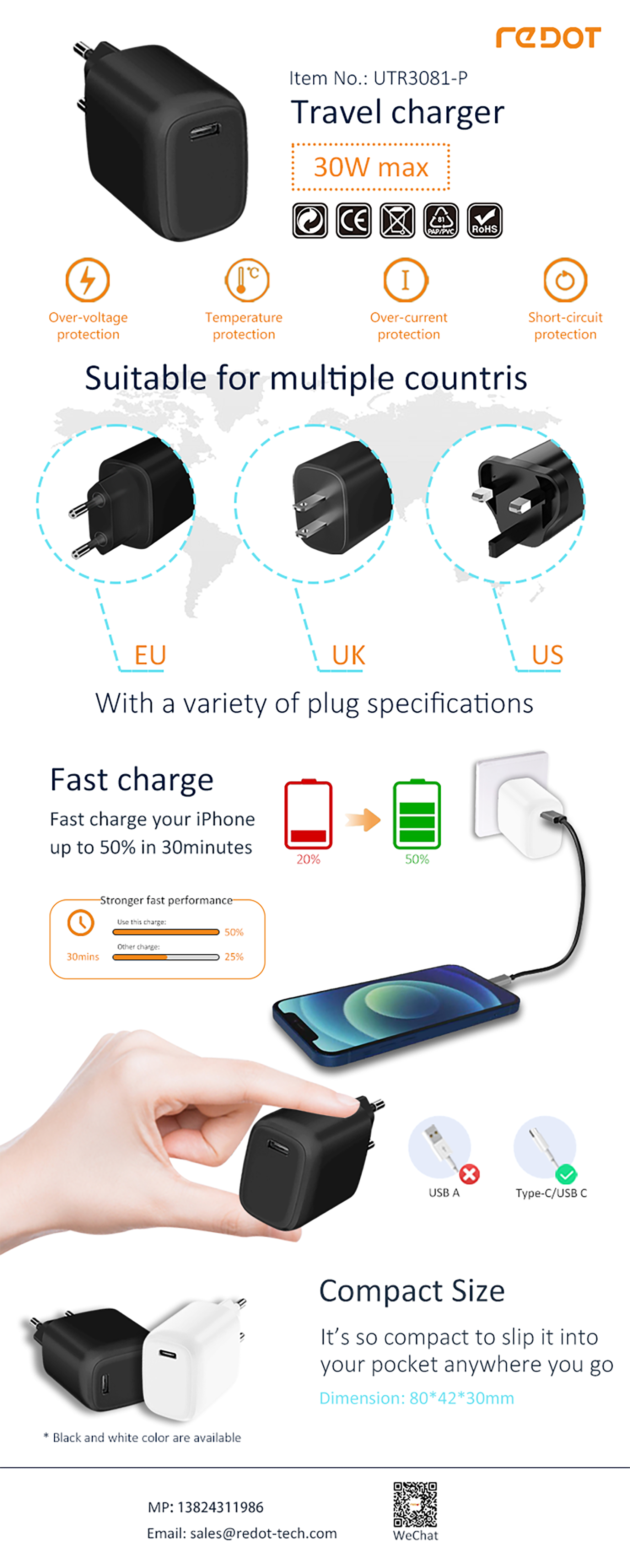 Single PD 30W Travel Charger