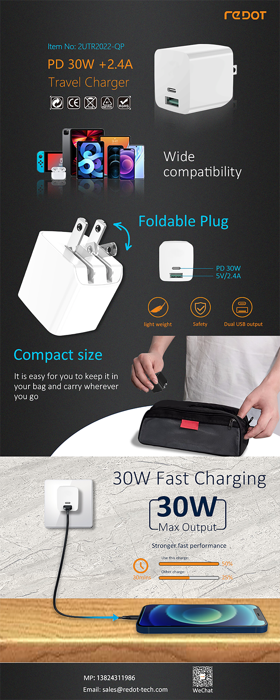 PD30W+2.4A Travel charger