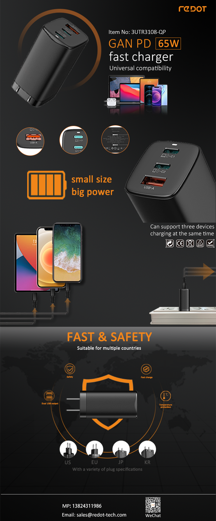GaNFast PD65W Travel Charger