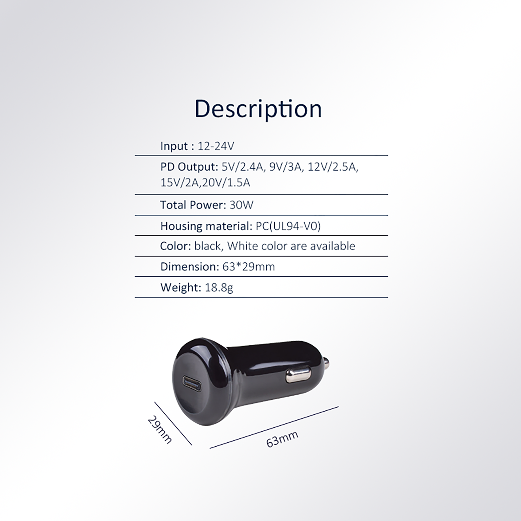 PD30W Car charger