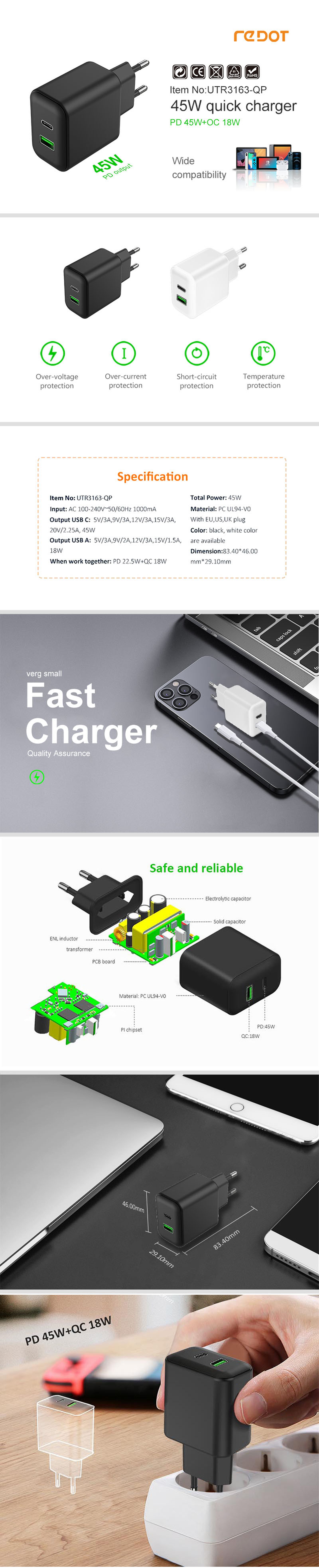 PD 30W+QC 18W Travel charger