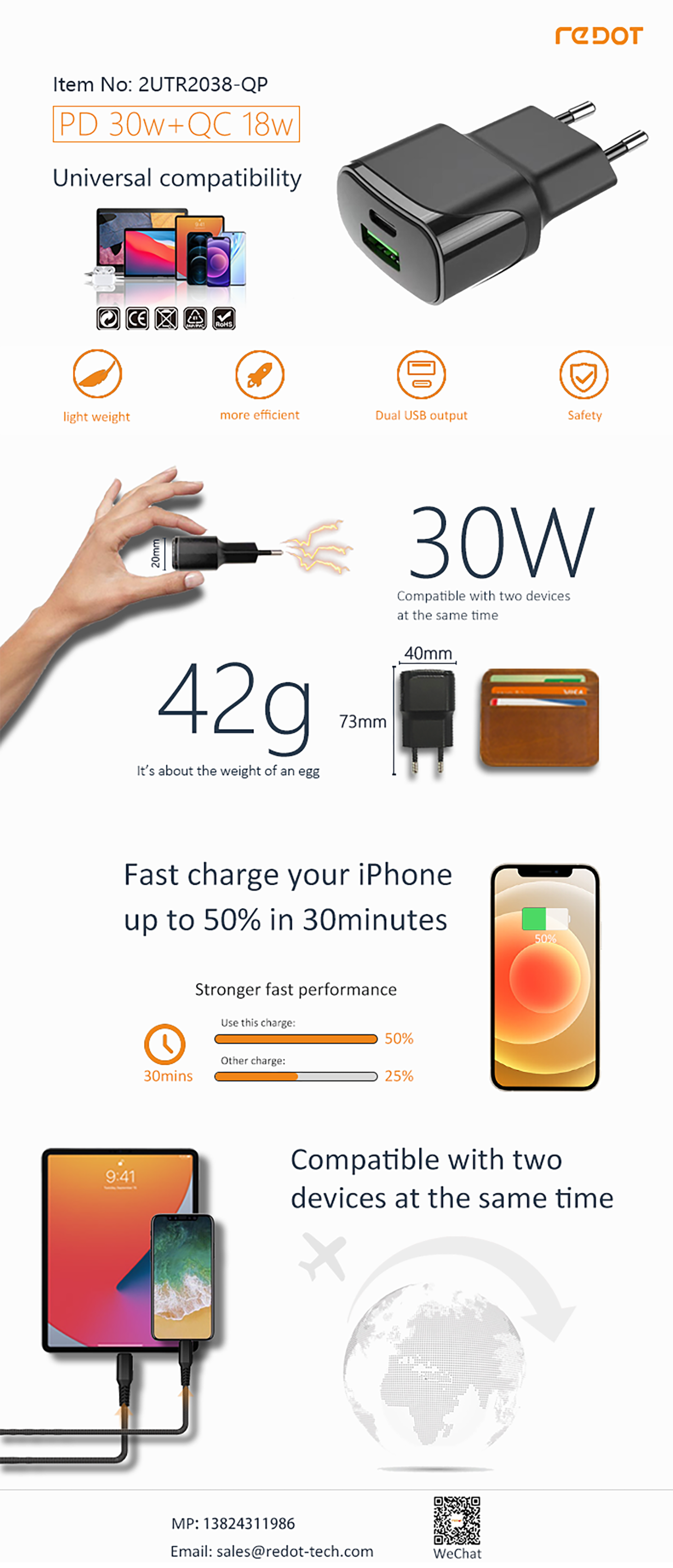 PD30W + QC18W Travel Charger