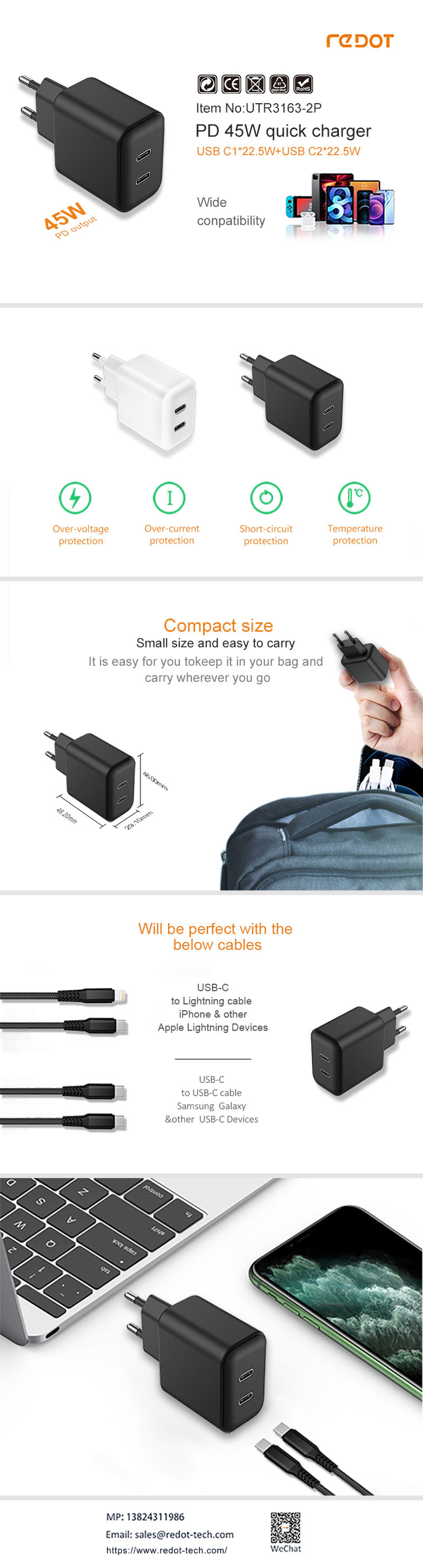 2 USB C Travel Charger