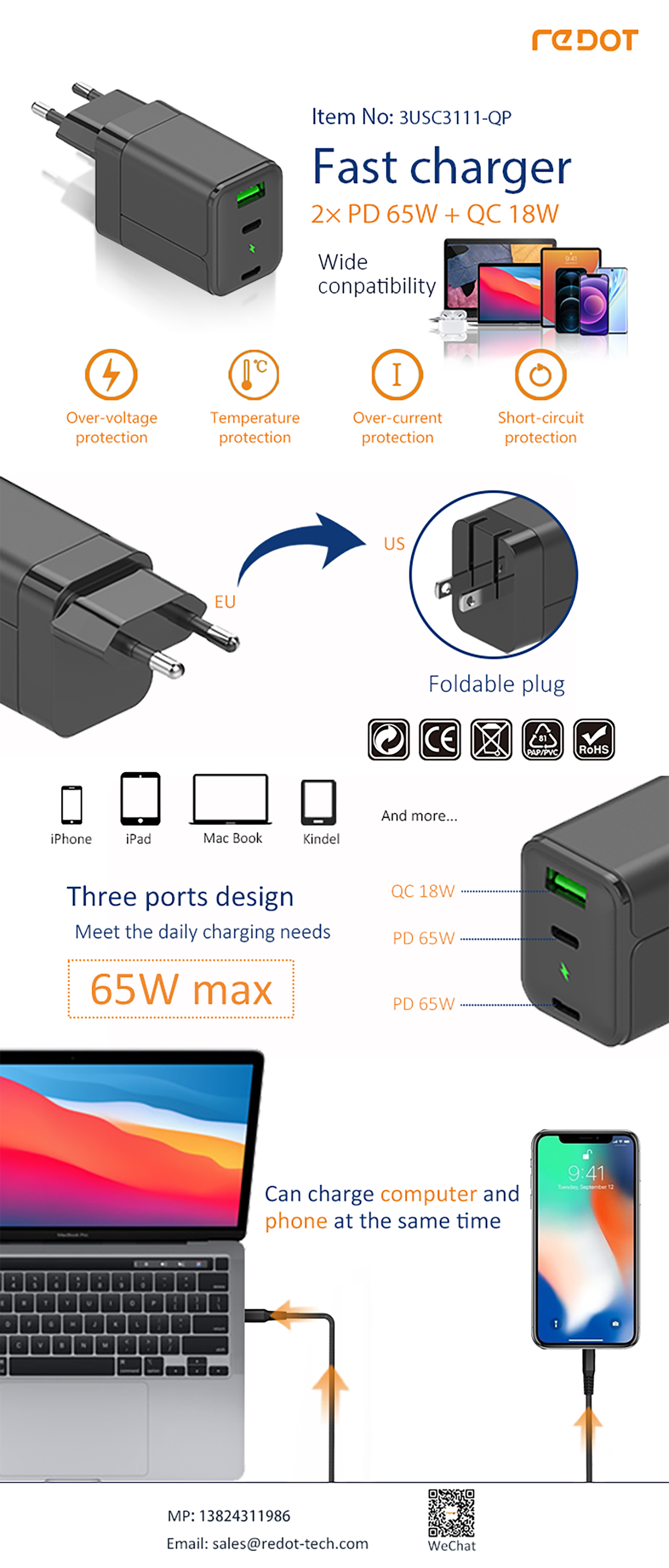 PD30W+QC18W Travel Charger