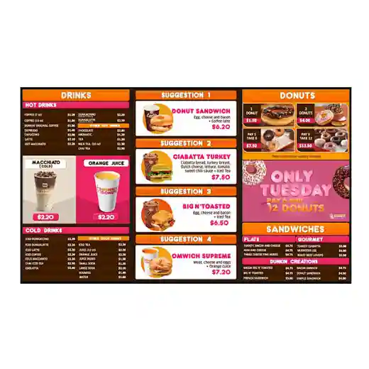 digital menu board for restaurant