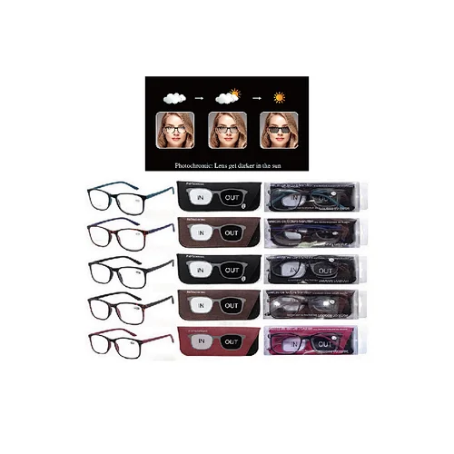 Unisex Plastic Photochromic Reading Glasses Transition Lens D1646