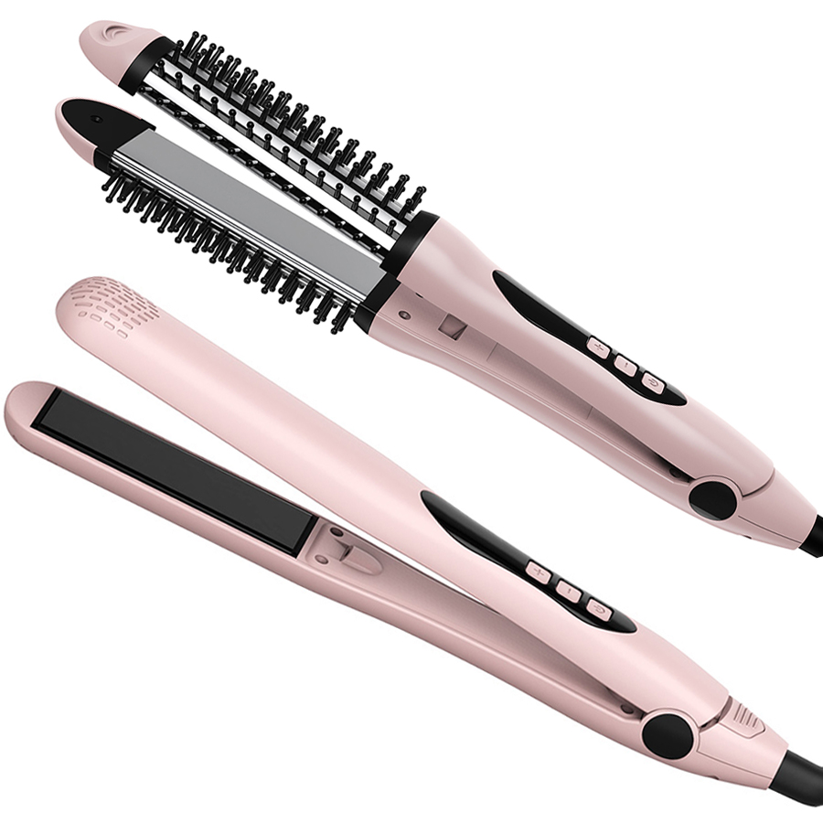 Hair straightener brush and curler sale