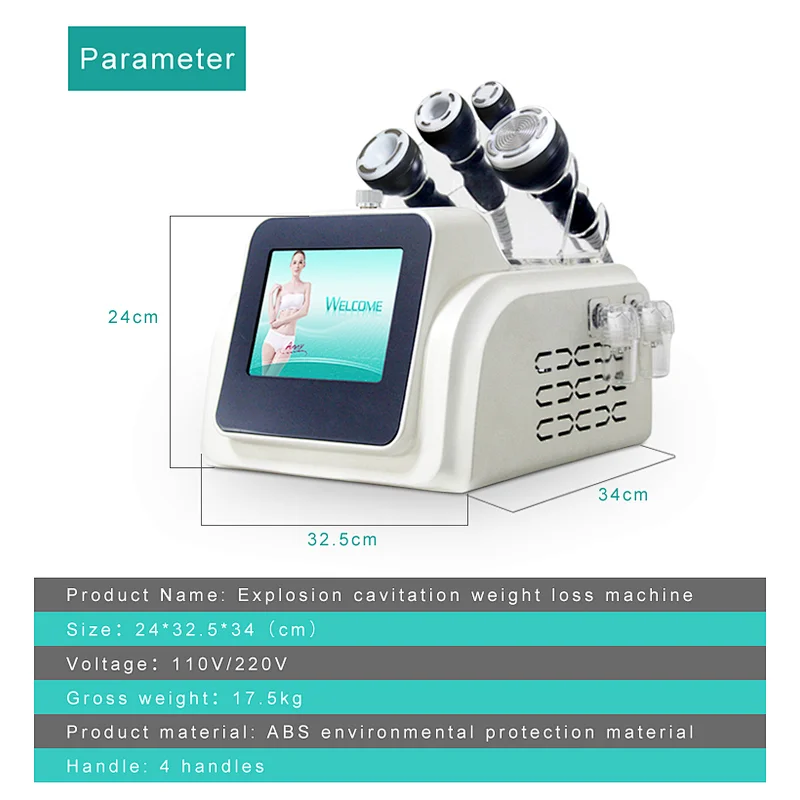 RF vacuum cavitation machine for body weight loss and face lifting and lymphatic drainage