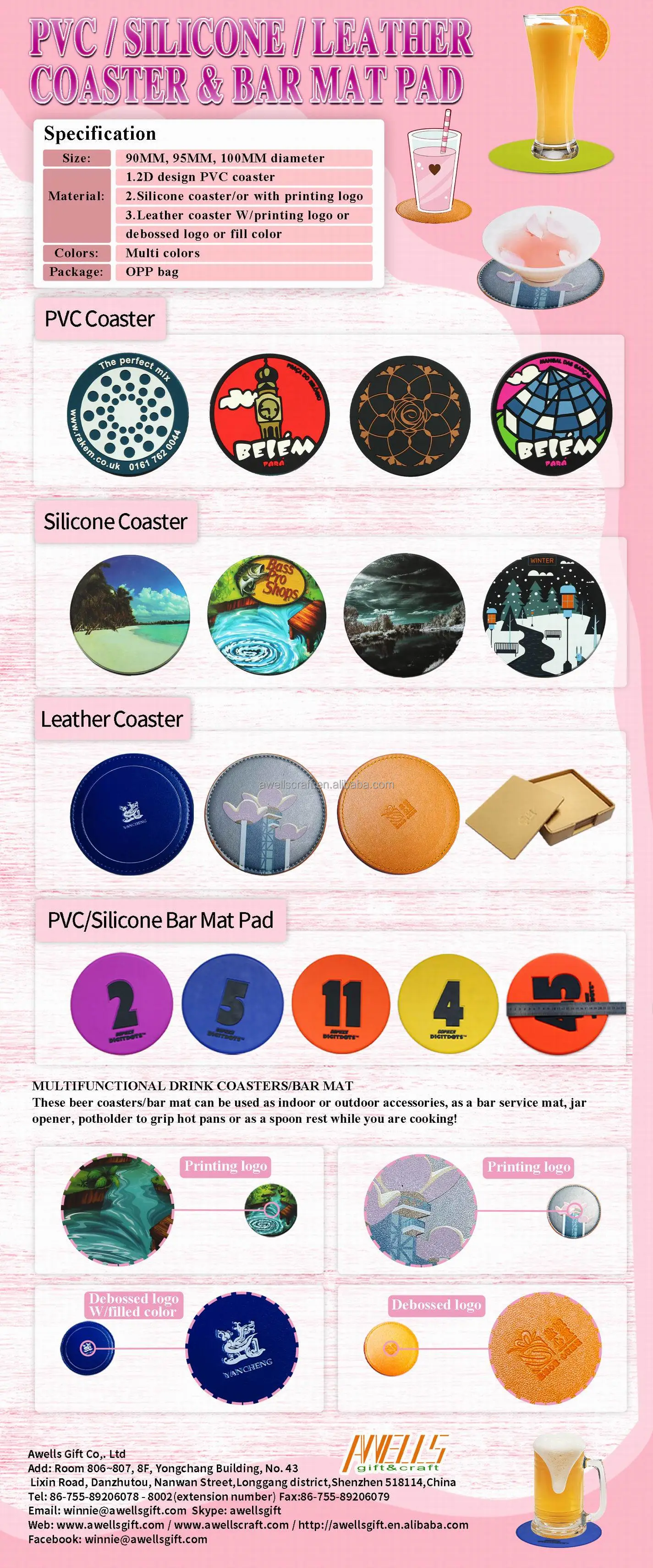 rubber coaster soft pvc coaster ,custom coaster