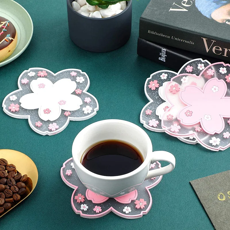 Cherry Blossom Cup PVC Coaster