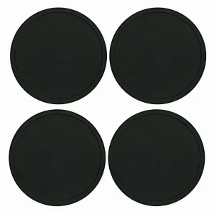 4pc Set Round Black Silicone Coasters