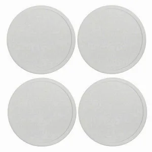 4pc Set Round White Silicone Coasters