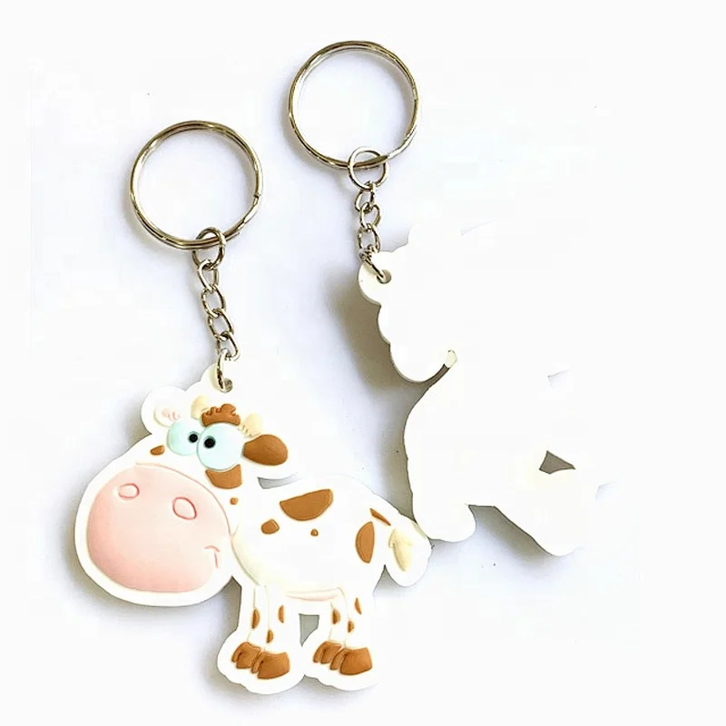 cow shape rubber pvc keychain