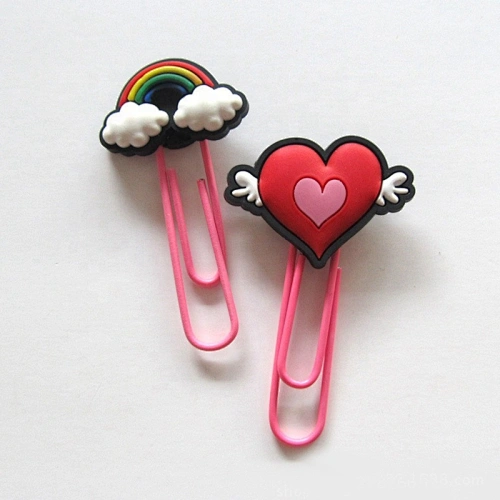 Custom cute rubber bookmark pvc paper clip