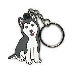 husky Puppy rubber cartoon Keychains