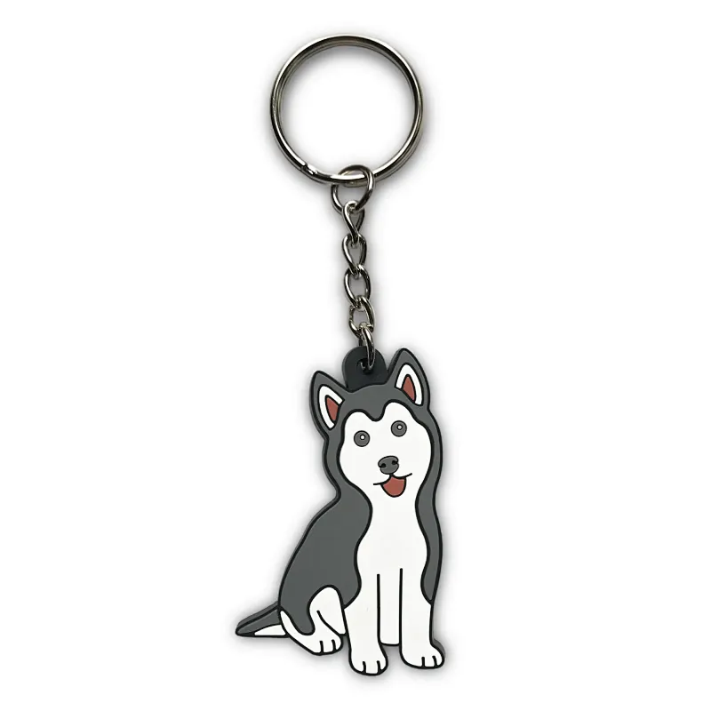 husky Puppy rubber cartoon Keychains