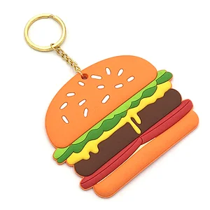 soft pvc rubber cute burger key chain
