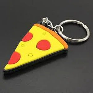 Yellow Pizza PVC Keychain
