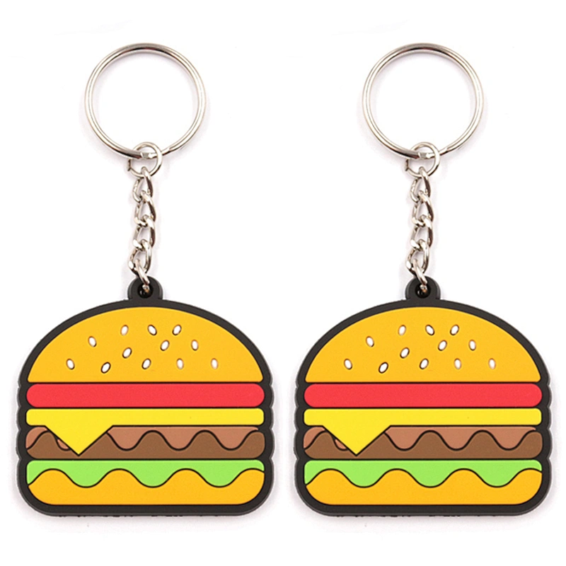 soft pvc rubber cute burger key chain
