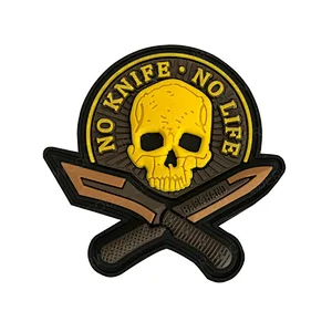 Knife No Life Skull Pvc 3d Military Tactical Patch