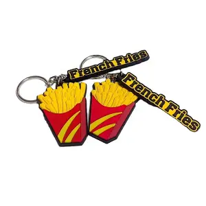 French Fries Shaped 3d Embossed  pvc keychain