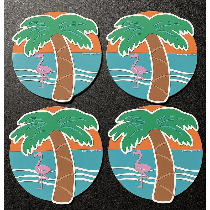 Flamingo Palm Tree Pvc Coasters