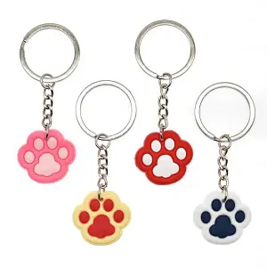 Cute Dog Cat Paw PVC Keychain